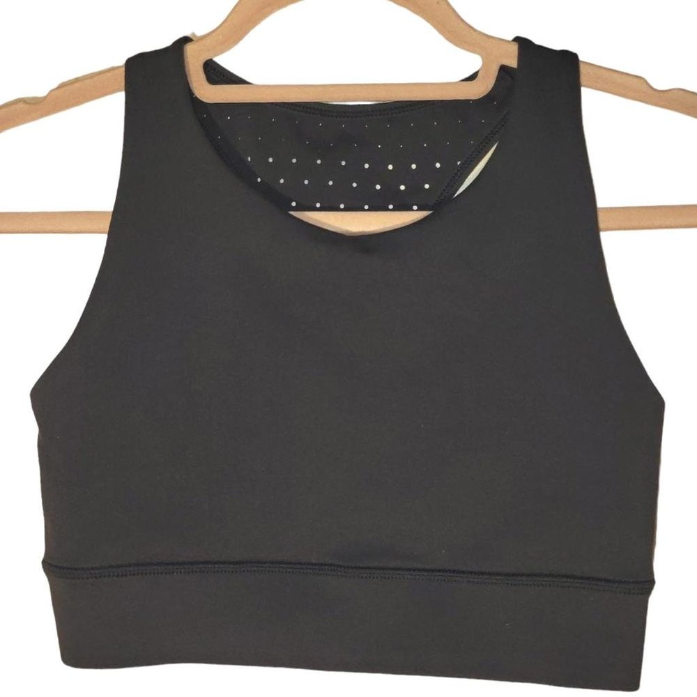 Ethos Black Razorback Perforated Sports Bra Women Size S